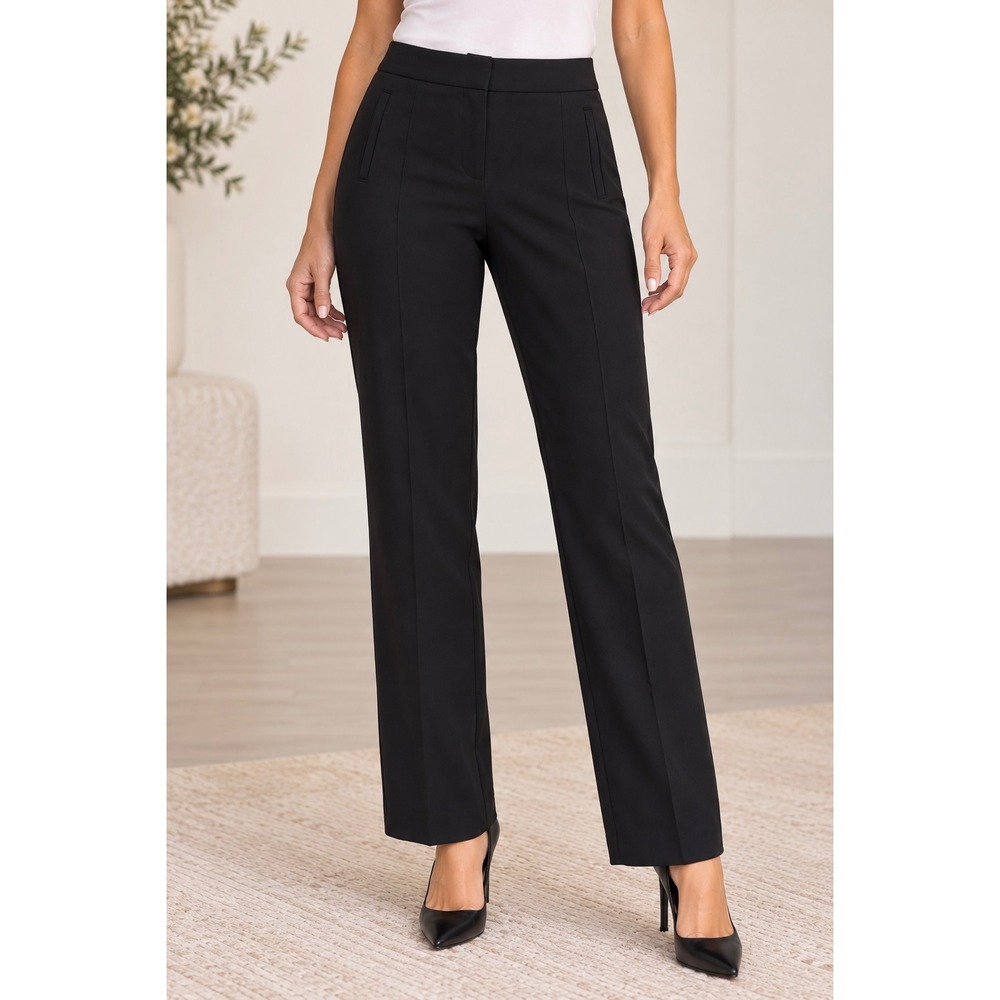 Ann Taylor Black Dress Pants Women 14 Straight Leg Professional Work Trousers